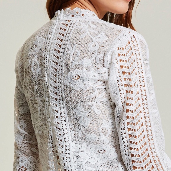 high neck guipure lace top - Picture 5 of 8